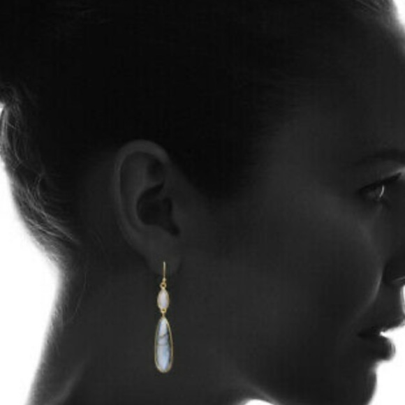 NEW Drop Earrings 18k Yellow Gold Plated - Picture 3 of 3